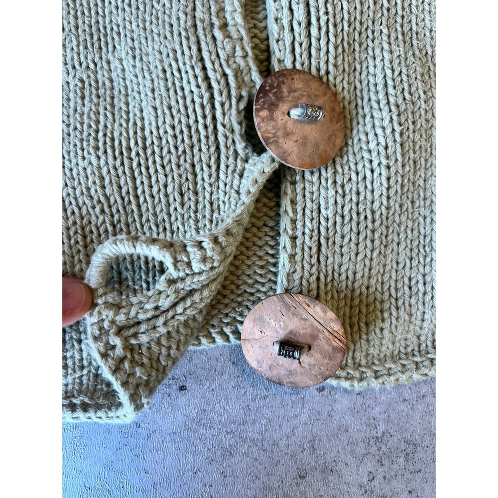 Caravan Sage Green 100% Cotton Chunky Knit Button Front Cardigan Sweater XS/S - Picture 7 of 7